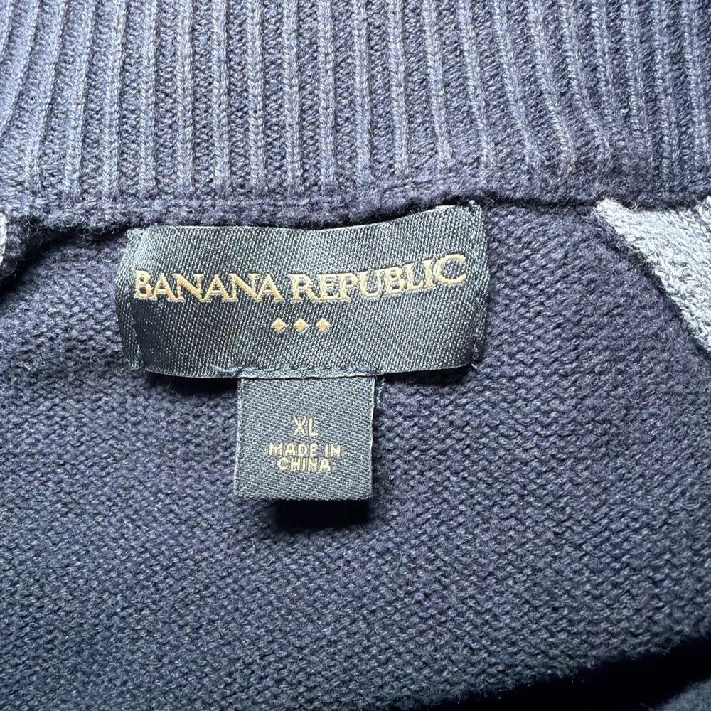 Banana Republic Men's Full Zip Cotton Navy Gray XL